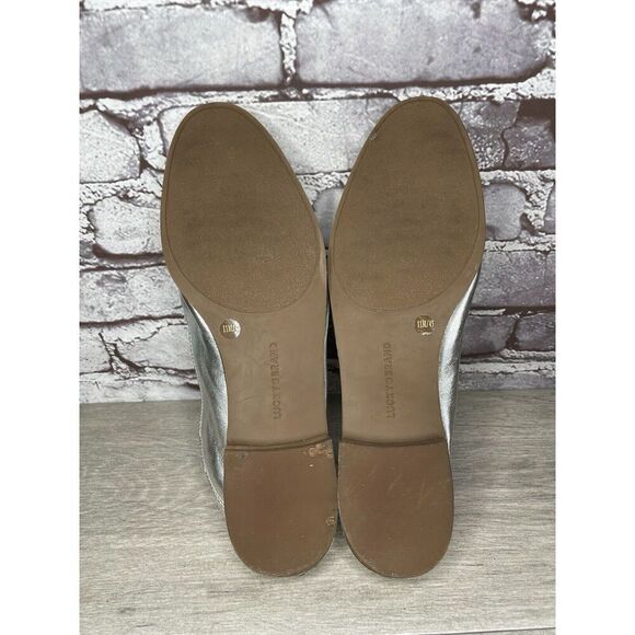 Lucky Brand Metallic Silver Leather Slip On Loafers Flats Shoes Women 11M US/43 - Picture 7 of 16
